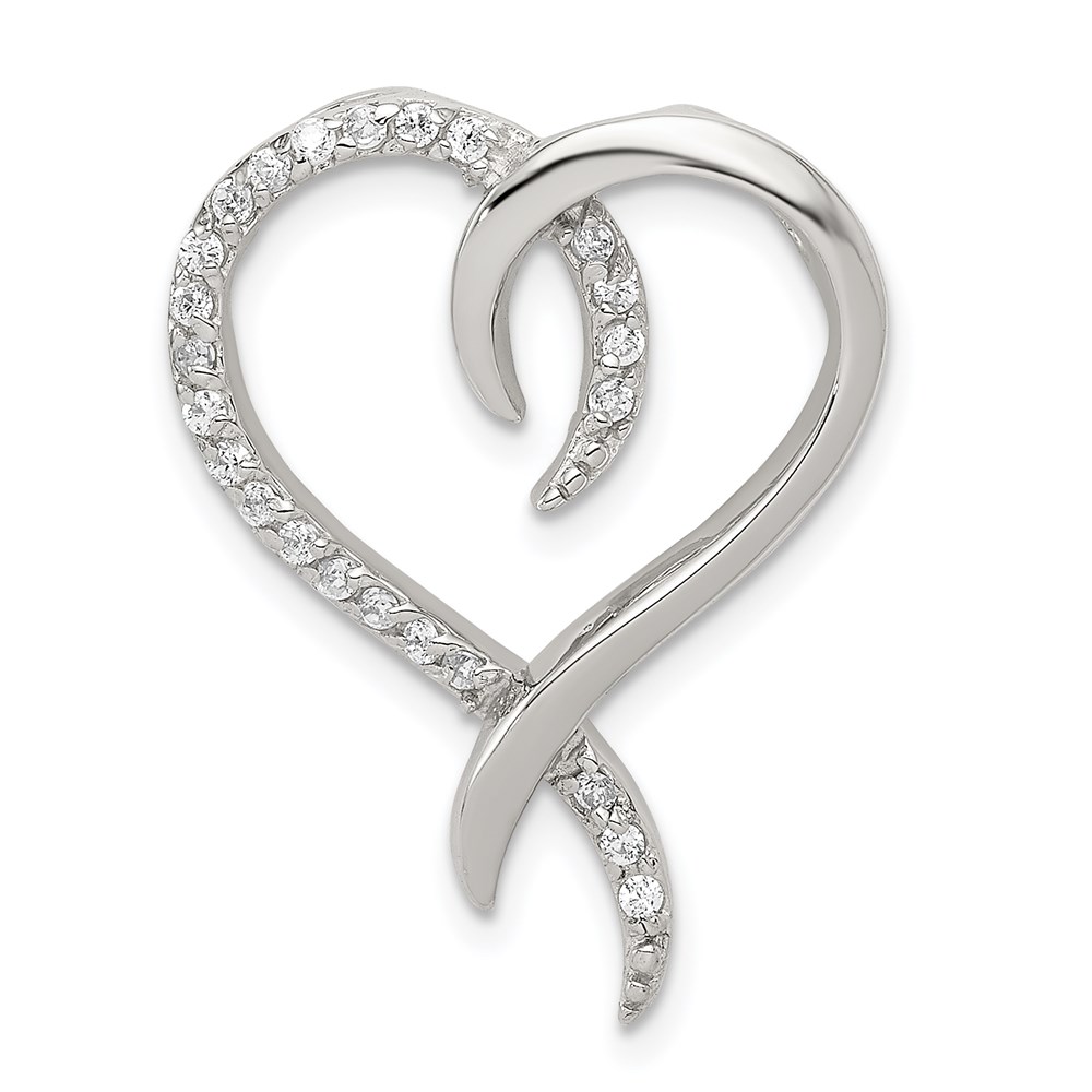 QP1345.jpg Sterling Silver Rhodium-plated CZ Heart Chain Slide - Image 1