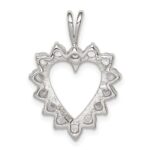 Sterling Silver Rhodium-plated CZ Heart Pendant - Image 3