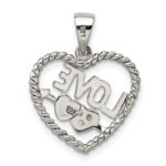 Sterling Silver Rhodium-plated CZ Love Heart Pendant - Image 4