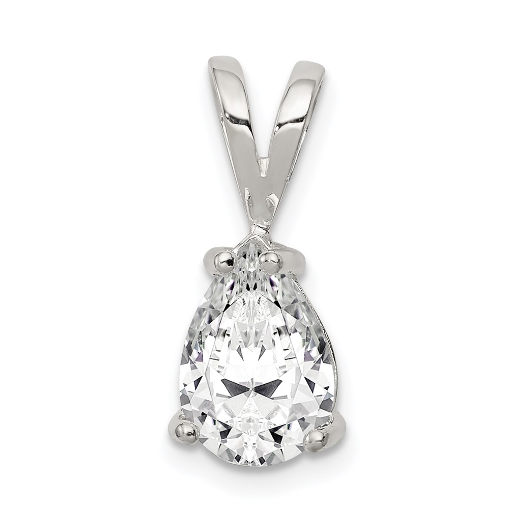 QP15.jpg Sterling Silver Pear CZ Pendant - Image 1