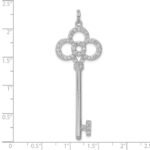Sterling Silver Rhodium-plated and CZ Key Pendant - Image 3