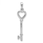 Sterling Silver Rhodium-plated Key Pendant - Image 4