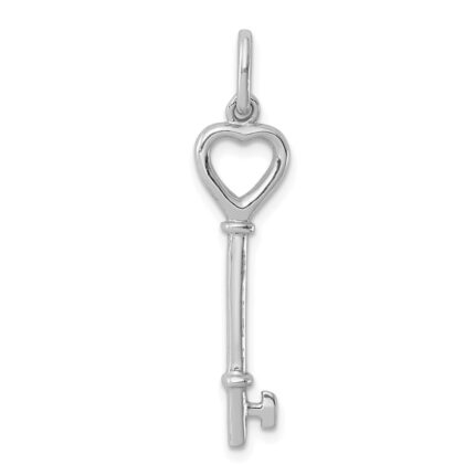 Sterling Silver Rhodium-plated Key Pendant