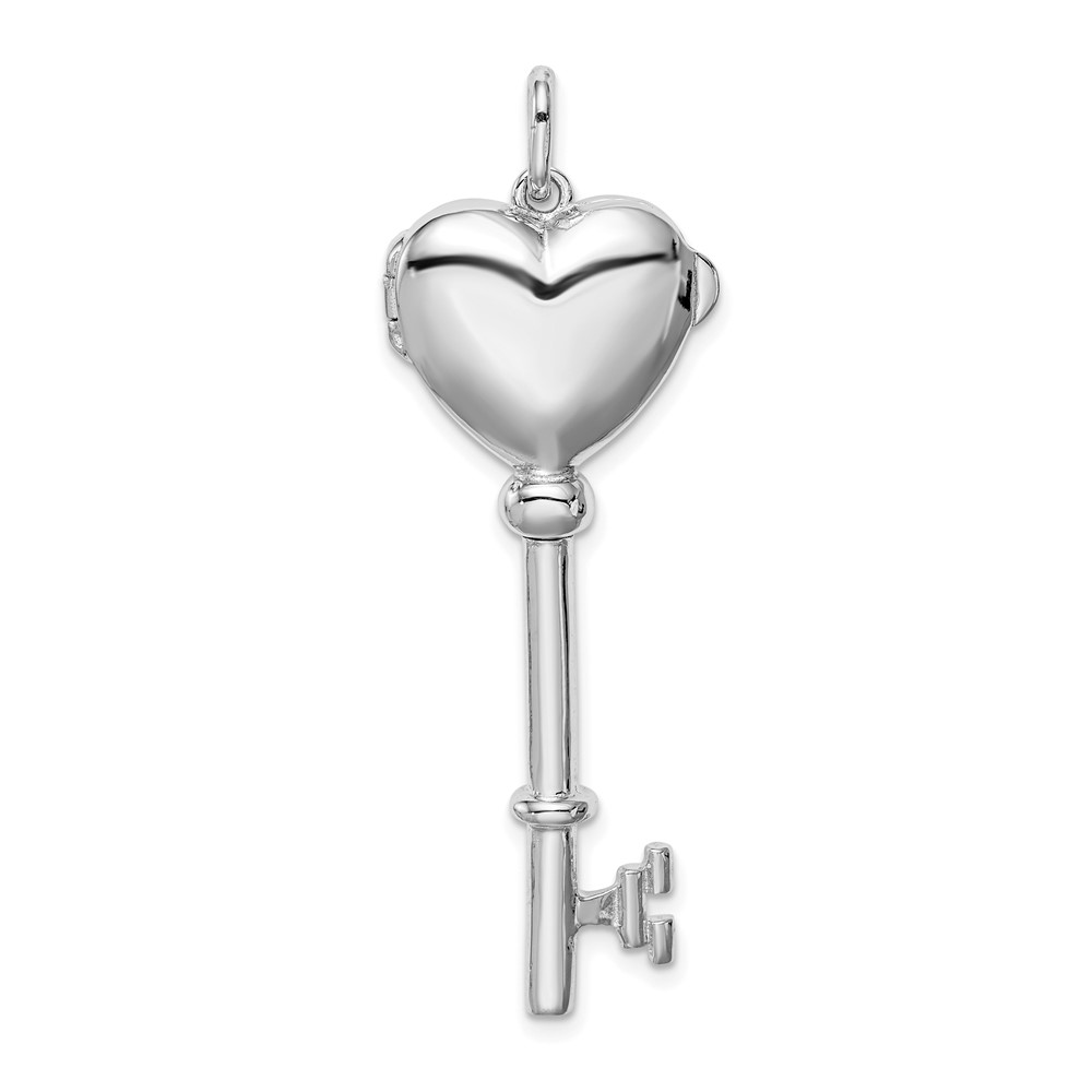 QP1578.jpg Sterling Silver Rhodium-plated Locket Key Pendant - Image 1