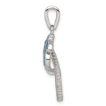 Sterling Silver Rhodium-plated Created Blue Opal Inlay Palm Tree Pendant - Image 2