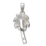Sterling Silver Rhodium-plated Created Blue Opal Inlay Palm Tree Pendant - Image 4
