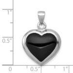 Sterling Silver Rhod-pltd Onyx/Mother of Pearl Reversible Heart Pendant - Image 4