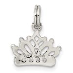 Sterling Silver Rhodium-plated CZ Polished Crown Charm - Image 4