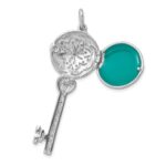 Sterling Silver Rhodium-plated CZ Filigree Enameled Top Key Locket Pendant - Image 5