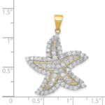 Sterling Silver Flash Gold-Plated and CZ Starfish Pendant - Image 3