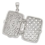 Sterling Silver Rhodium-plated Fancy CZ Rectangle 24mm Locket Pendant - Image 5