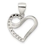 Sterling Silver Rhodium-plated CZ Heart Pendant - Image 4