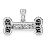 Sterling Silver Rhodium-plated Black & Clear CZ Dog Bone Pendant - Image 4