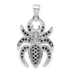 Sterling Silver Rhodium-plated Black and White CZ Spider Pendant - Image 4