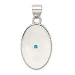Sterling Silver Turquoise Polished Oval Pendant - Image 4