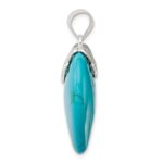 Sterling Silver Rhodium-plated Turquoise Heart Stone Pendant - Image 2