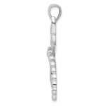 Sterling Silver Rhodium-plated Polished and Textured Dragonfly Pendant - Image 2