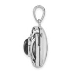 Sterling Silver Rhodium-plated Antiqued Onyx Rectangle 20mm Locket - Image 2