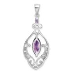Sterling Silver Rhodium-plated Amethyst Fancy Pendant - Image 4