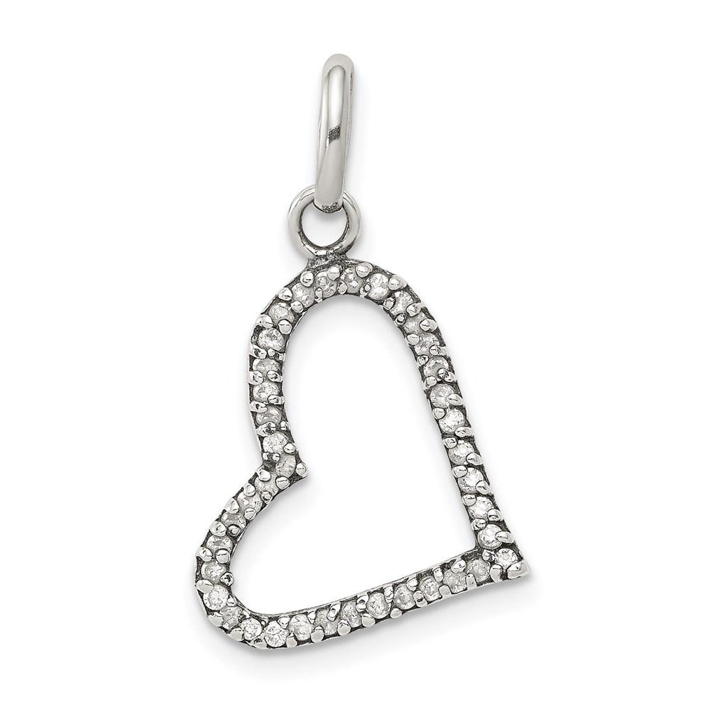 QP2706.jpg Sterling Silver CZ Heart Pendant - Image 1