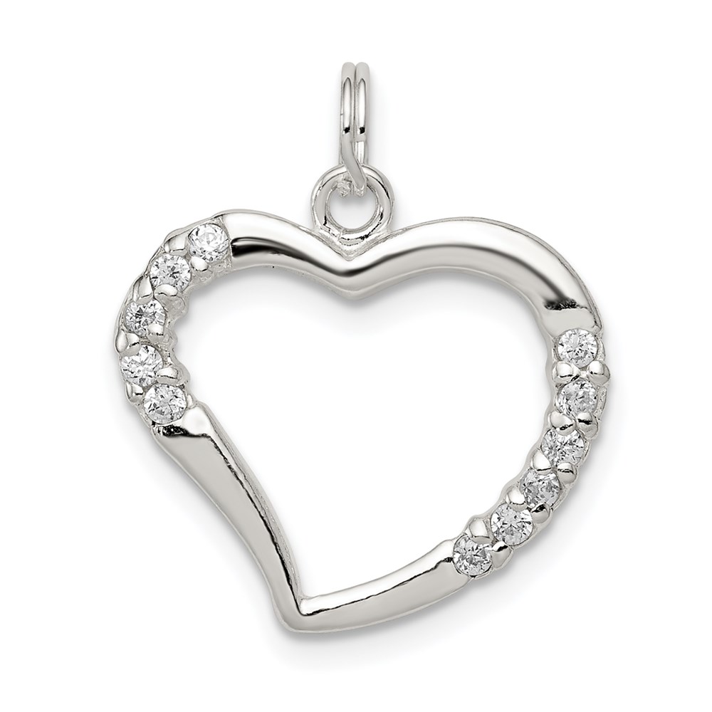 QP2772.jpg Sterling Silver CZ & Heart Pendant - Image 1