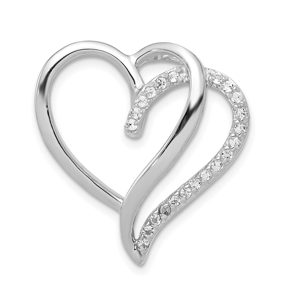 QP2782.jpg Sterling Silver Rhodium-plated CZ Heart Chain Slide - Image 1