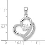 Sterling Silver Rhodium Plated CZ Heart Pendant - Image 3