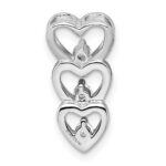 Sterling Silver Rhodium Plated CZ Multi Hearts Chain Slide - Image 4