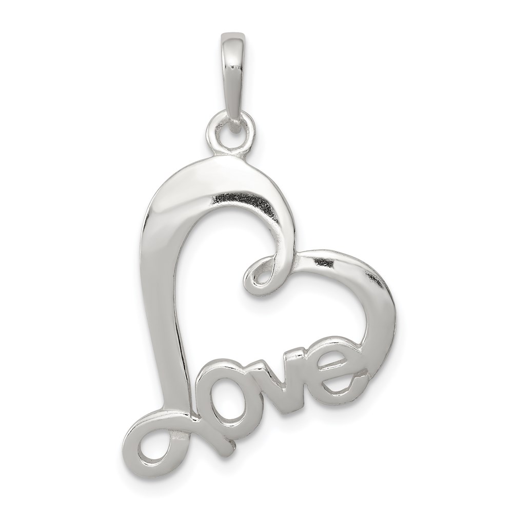 QP2808.jpg Sterling Silver Polished Love Heart Pendant - Image 1