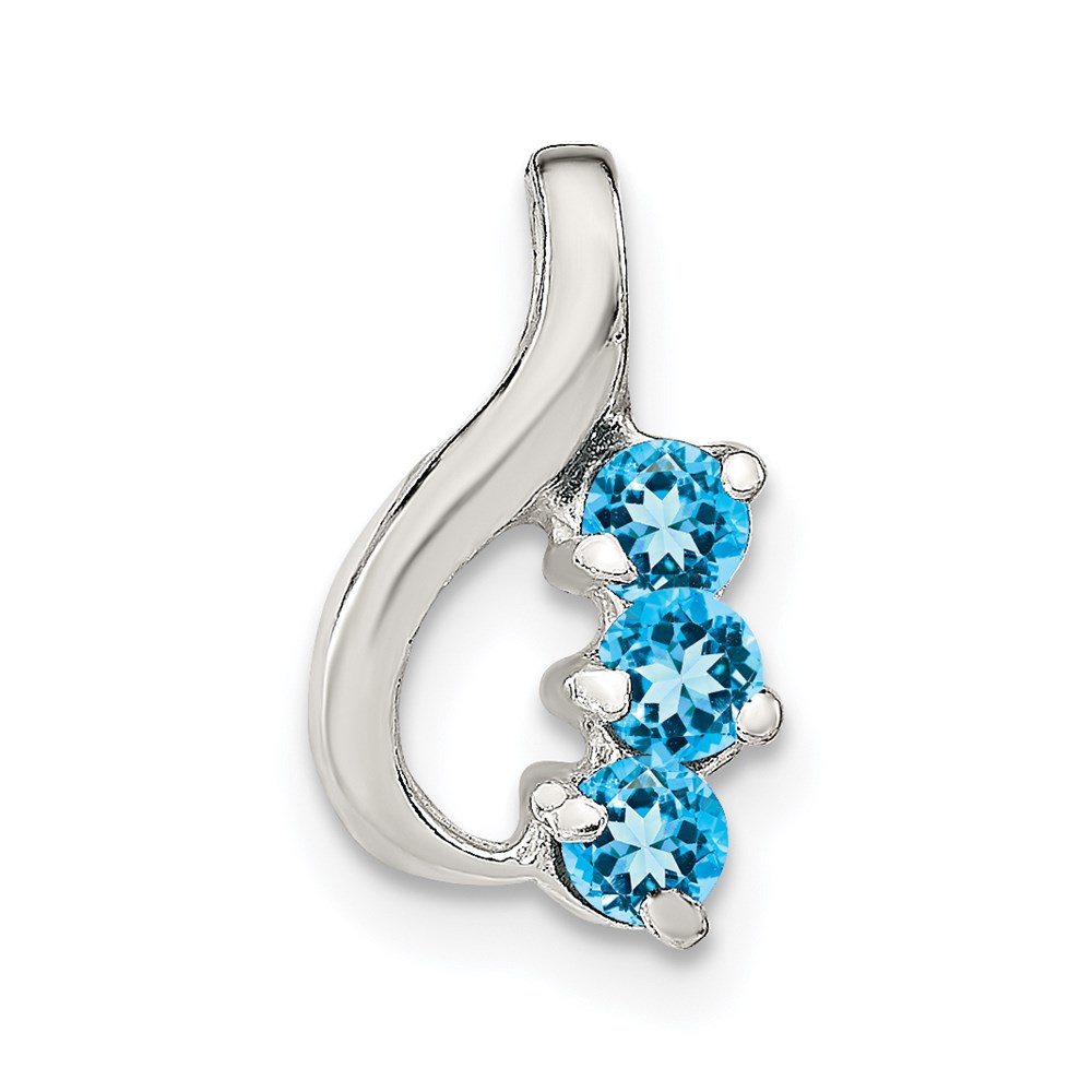 QP2818.jpg Sterling Silver Blue Topaz Chain Slide Pendant - Image 1