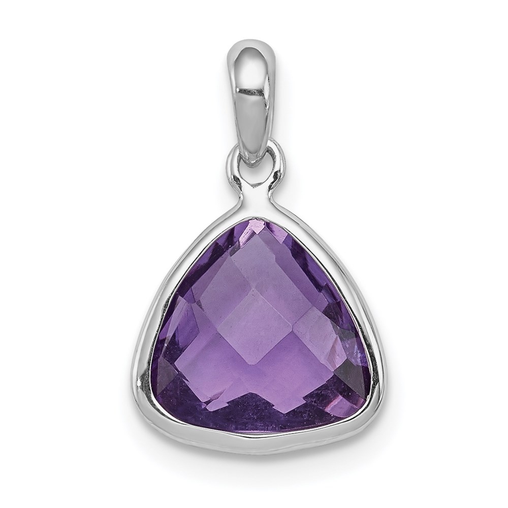 QP2896AM.jpg Sterling Silver Rhodium-plated Amethyst Pendant - Image 1