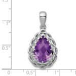 Sterling Silver Rhodium-plated Amethyst Pendant - Image 3