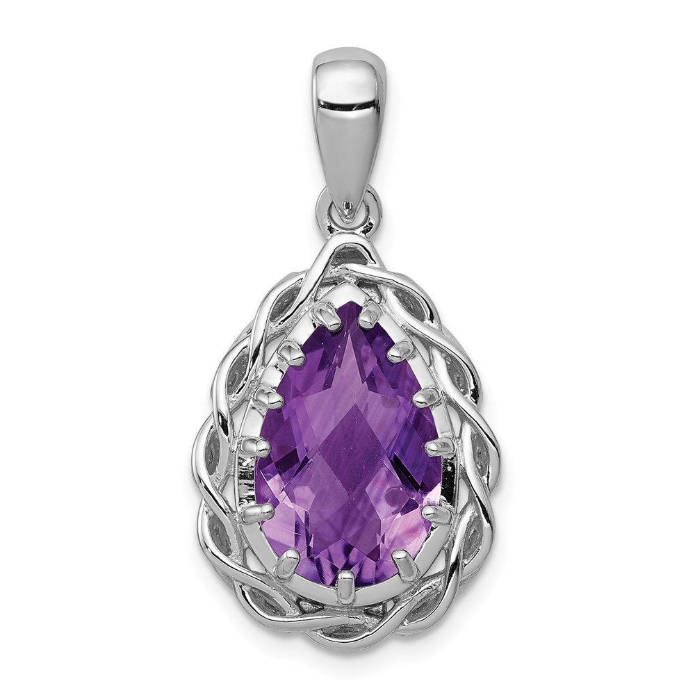 QP2906AM.jpg Sterling Silver Rhodium-plated Amethyst Pendant - Image 1