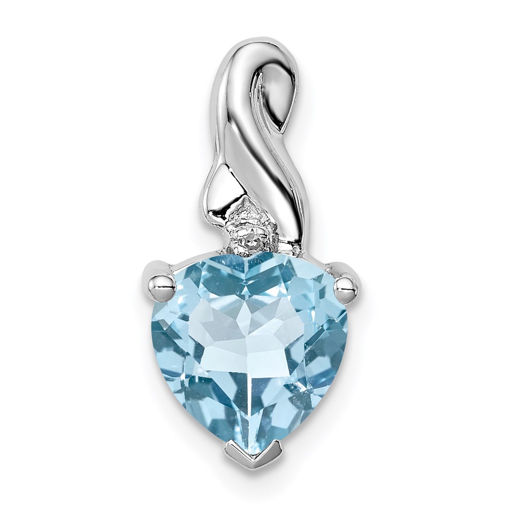QP2964BT.jpg Sterling Silver Rhodium Plated Diamond & Lt Swiss BT Heart Pendant - Image 1