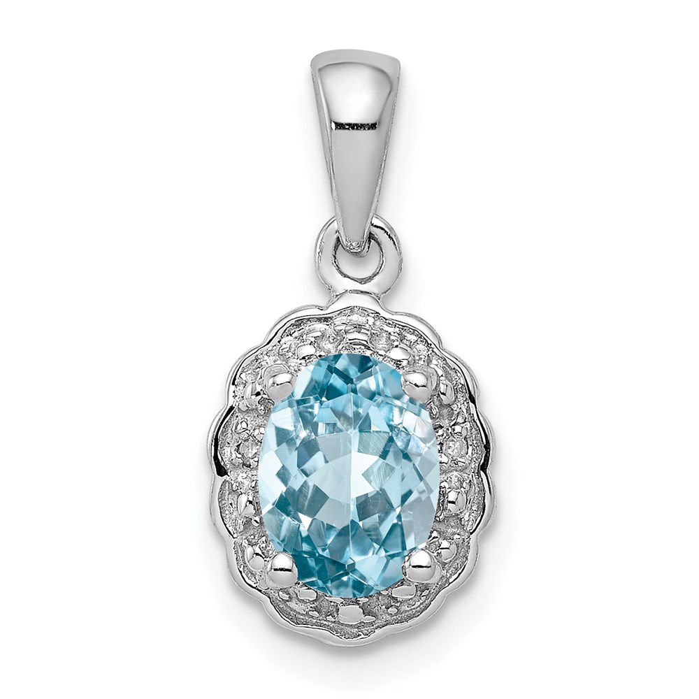 QP2971BT.jpg Sterling Silver Rhodium Plated Diamond & Light Swiss BT Oval Pendant - Image 1