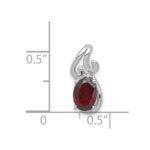 Sterling Silver Rhodium Plated Diamond & Garnet Oval Pendant - Image 3