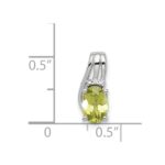Sterling Silver Rhodium Plated Diamond and Peridot Oval Pendant - Image 3