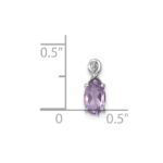 Sterling Silver Rhodium Plated Diamond and Amethyst Oval Pendant - Image 3