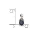 Sterling Silver Rhodium Plated Diamond & Sapphire Oval Pendant - Image 3