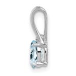 Sterling Silver Rhodium Plated Diamond Aquamarine Oval Pendant - Image 2