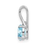 Sterling Silver Rhodium Plated Diamond & Sky Blue Topaz Oval Pendant - Image 2