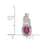 Sterling Silver Rhodium Plated Diamond & Ruby Oval Pendant - Image 3
