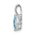 Sterling Silver Rhodium Plated Dia. & Aquamarine Square Pendant - Image 2