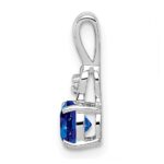 Sterling Silver Rhodium Plated Diamond & Sapphire Round Pendant - Image 2