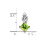 Sterling Silver Rhodium Plated Diamond and Peridot Square Pendant - Image 3