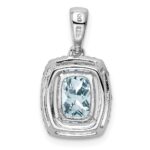 Sterling Silver Rhodium Plated White Topaz & Aquamarine Pendant - Image 4