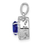 Sterling Silver Rhodium Plated White Topaz & Sapphire Pendant - Image 2