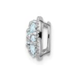 Sterling Silver Rhodium Plated Aquamarine Square Pendant Slide - Image 2