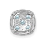 Sterling Silver Rhodium Plated Aquamarine Square Pendant Slide - Image 4