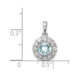 Sterling Silver Rhodium Plated White Topaz & Aquamarine Pendant - Image 4